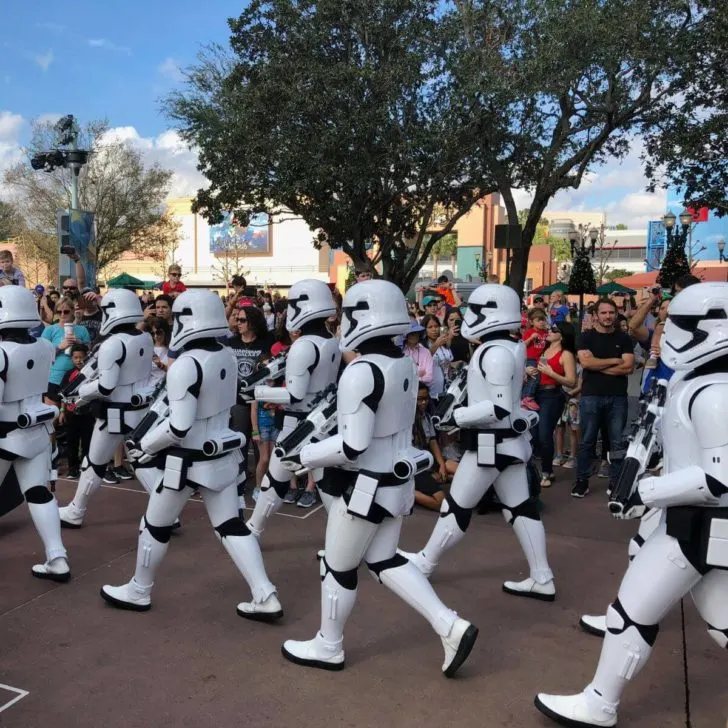 Photo of Stormtroopers marking down Hollywood Boulevard in Hollywood Studios.