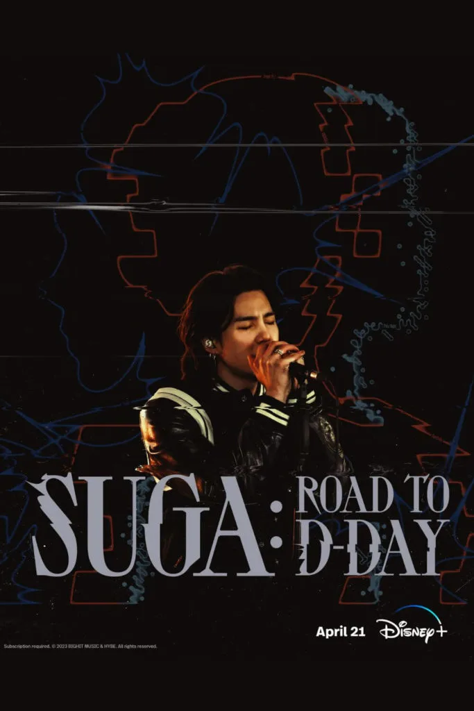 Promotional poster for the Disney+ documentary, Suga: Road to D-Day.