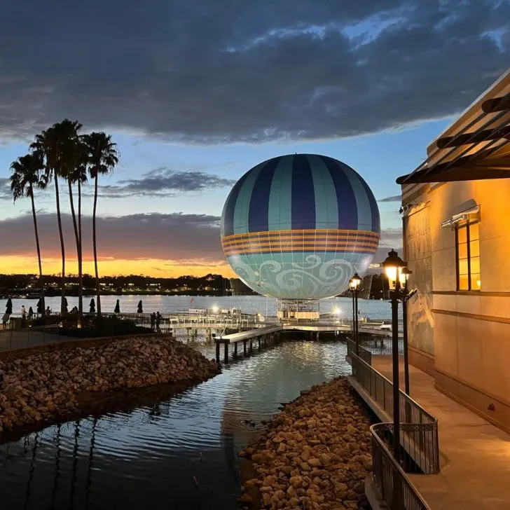 Photo of the Aerophile balloon docked during dusk.