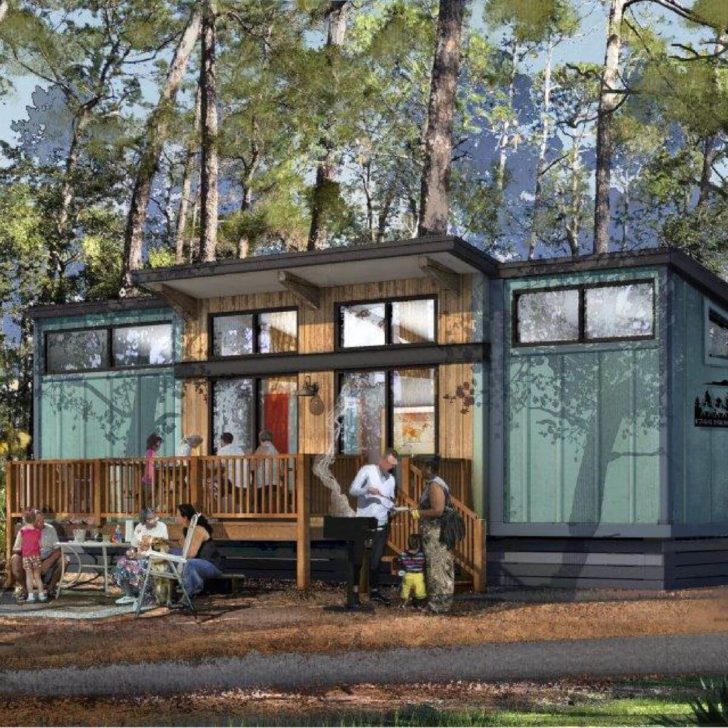 Artist rendering of the new cabins to be built at Fort Wilderness Resort in Disney World.