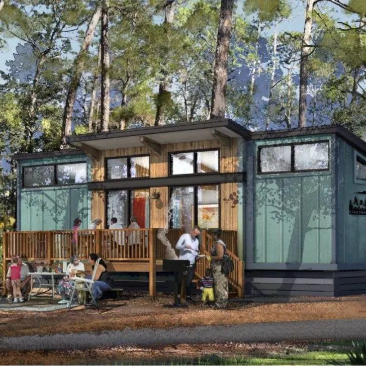 Artist rendering of the new cabins to be built at Fort Wilderness Resort in Disney World.