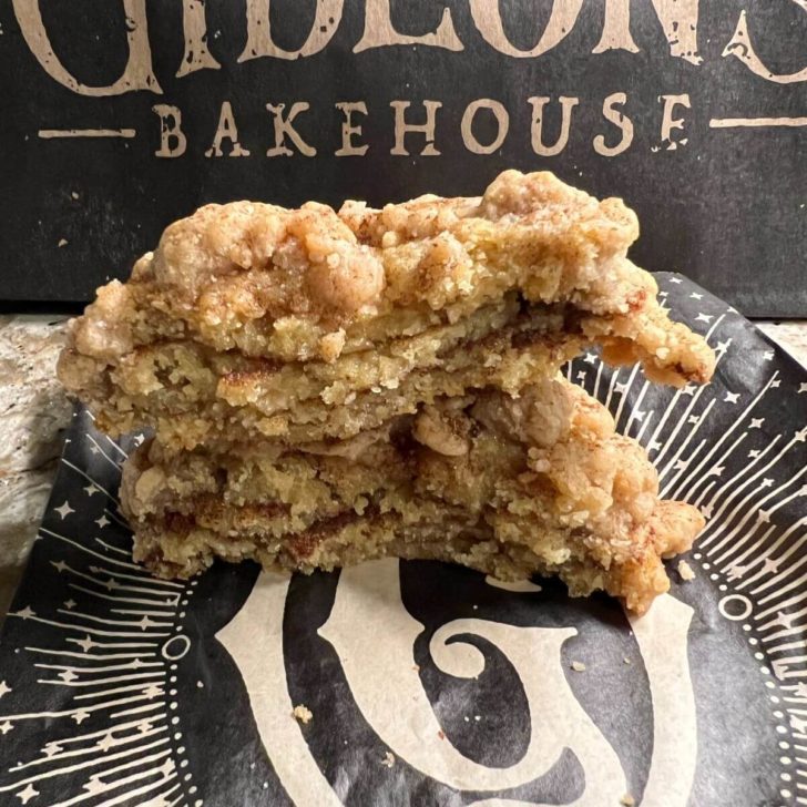 Closeup of the Coffee Cake Cookie from Gideon's Bakehouse.