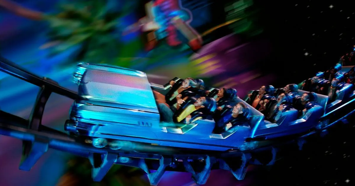Horizontal photo composition of the ride car shaped like a limousine for Rock n Roller Coaster at Hollywood Studios.