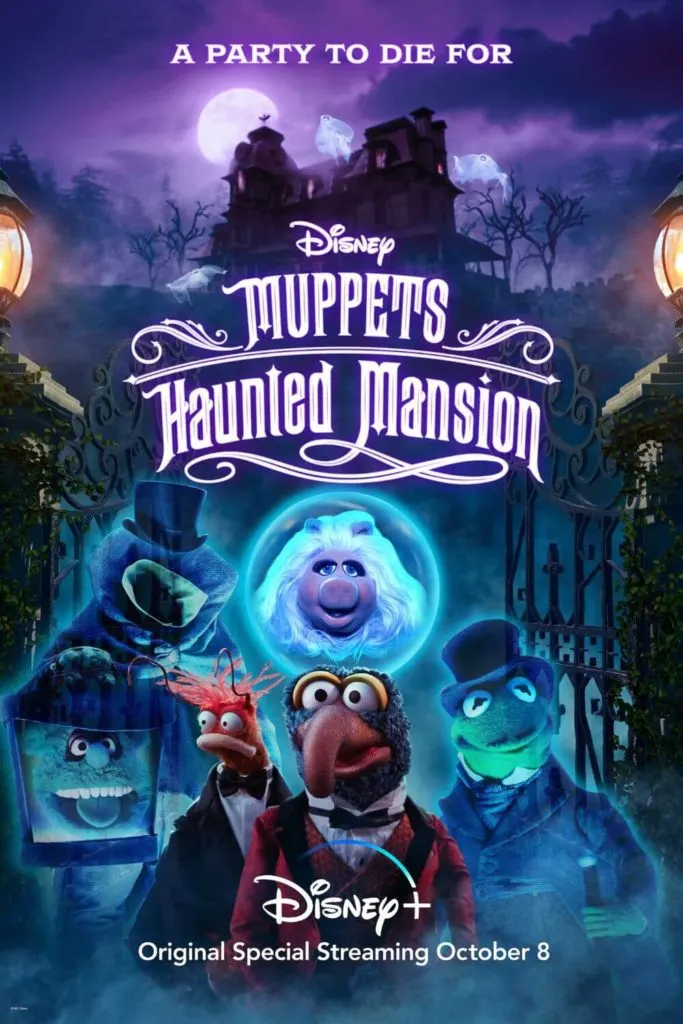 Promotional poster for Muppets Haunted Mansion with the tagline "A Party to Die For."
