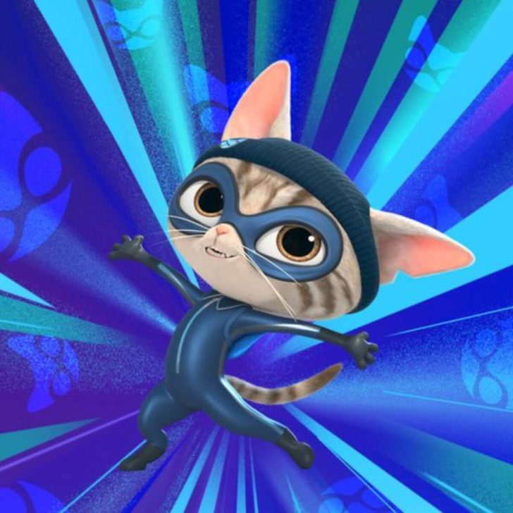 Photo still of cat burglar from Disney Junior show, Super Kitties.