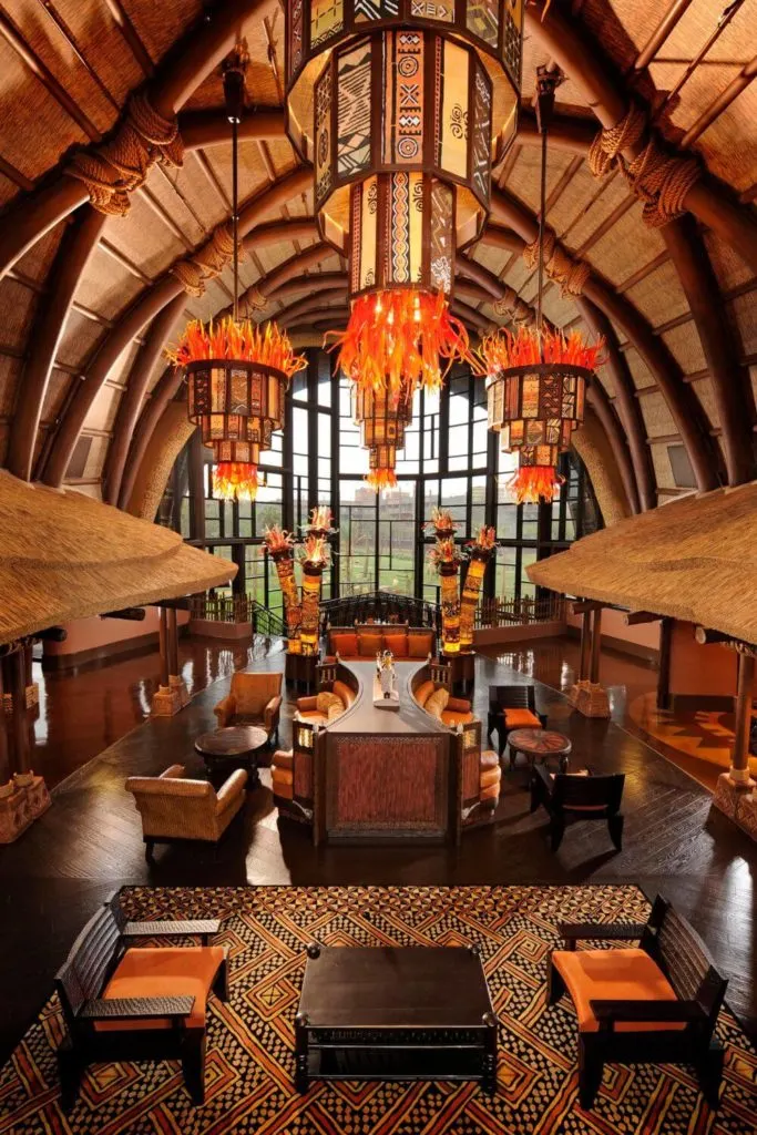 Photo of the lobby at Disney's Animal Kingdom Lodge Kidani Village building.