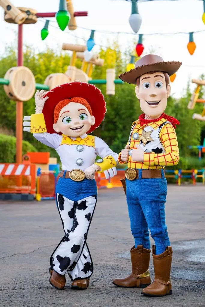 Photo of Jessie and Woody posing in Toy Story Land at Disney's Hollywood Studios.