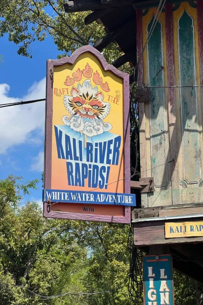 Photo of signage for the Kali River Rapids white water adventure river raft ride at Animal Kingdom.