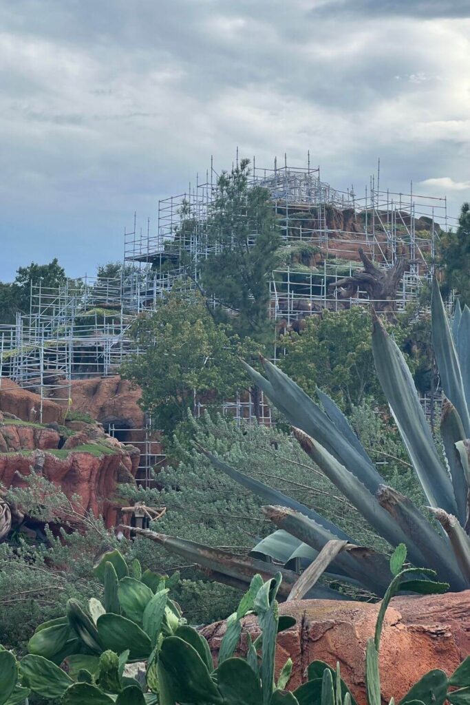 Photo of ongoing construction in Frontierland at Magic Kingdom for Tiana's Bayou Adventure.