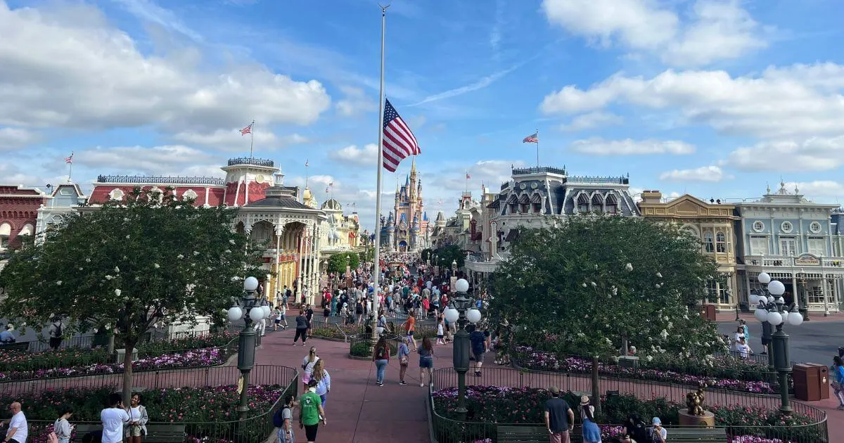 Photo looking down Main Street USA toward Cinderella Castle at Magic Kingdom.