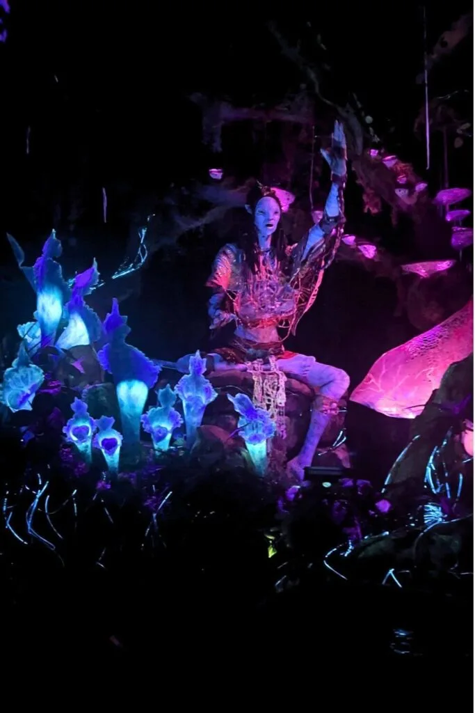 Photo of the shaman animatronic on the Na'vi River Journey ride.