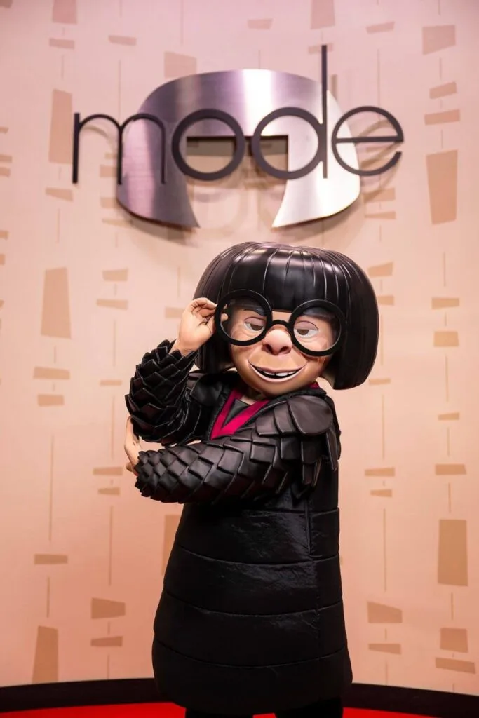 Photo of Edna Mode at the new Edna Mode Experience meet-and-greet at Hollywood Studio's Pixar Plaza.