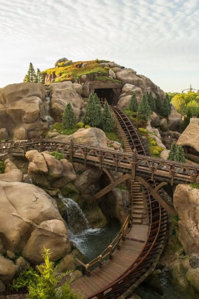 Photo of Seven Dwarfs Mine train track at Disney World's Magic Kingdom.