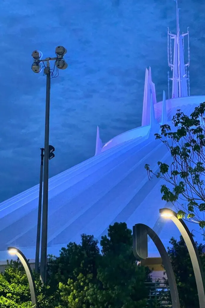 Photo of the iconic Space Mountain roof at Magic Kingdom.