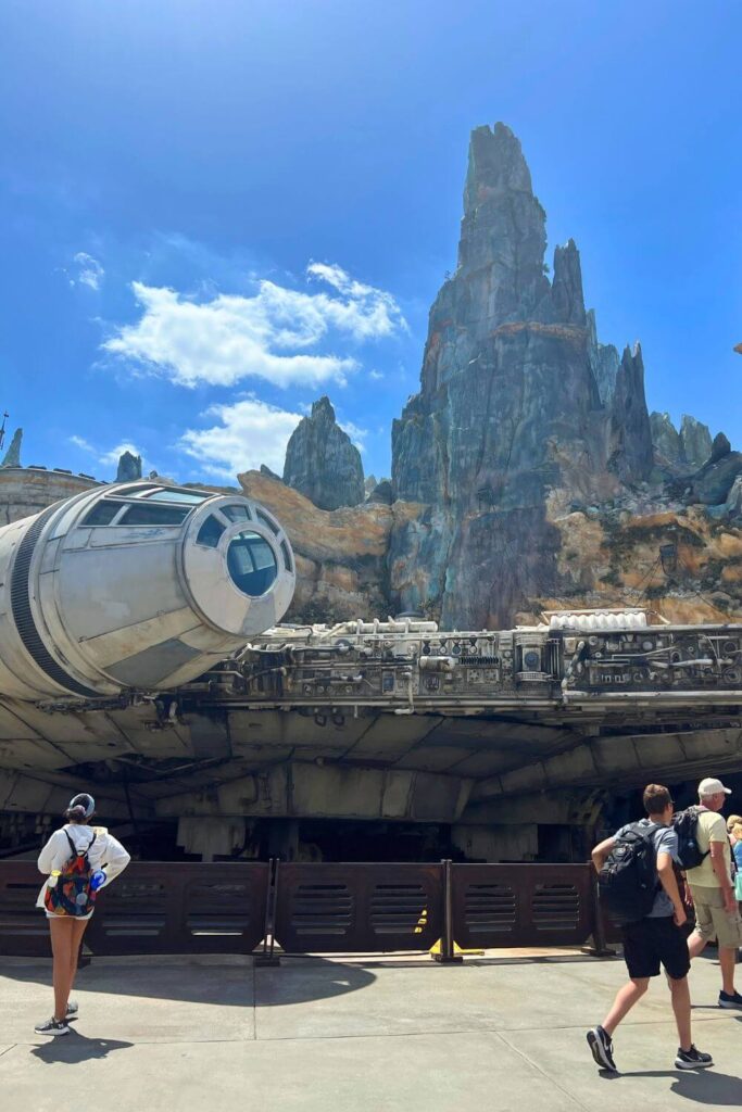 Photo of the Millenium Falcon space ship in Star Wars: Galaxy's Edge at Hollywood Studios.
