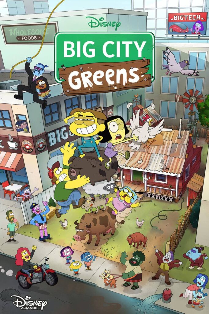 Promotional poster for the Disney Channel series, Big City Greens, available on Disney Plus.