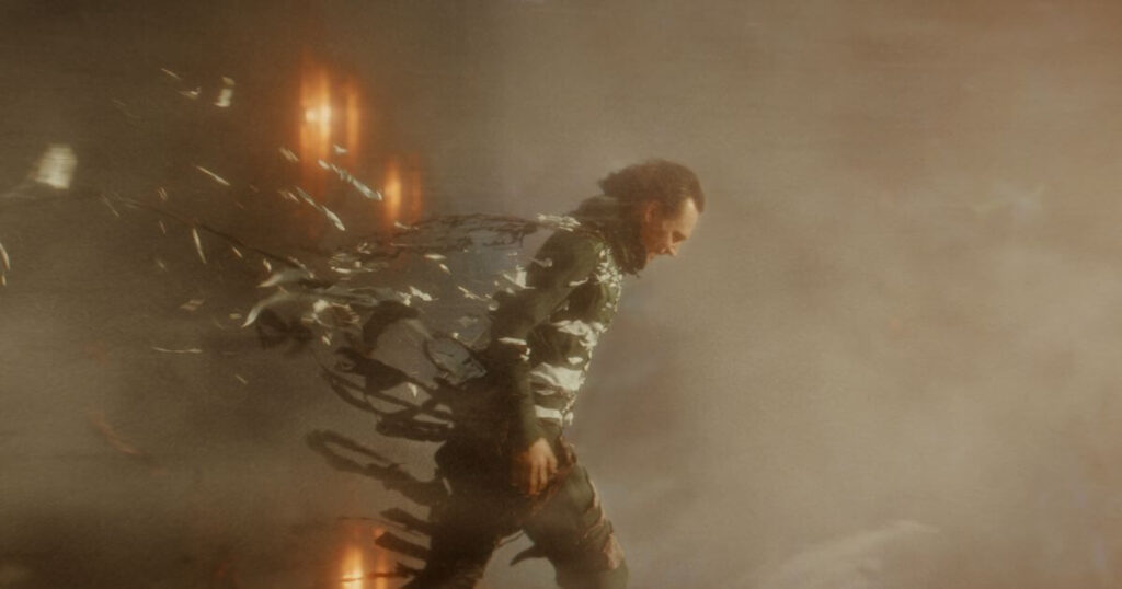 Tom Hiddleston as Loki in Marvel Studios' LOKI, Season 2, as he transforms while trying to save the TVA and his friends.