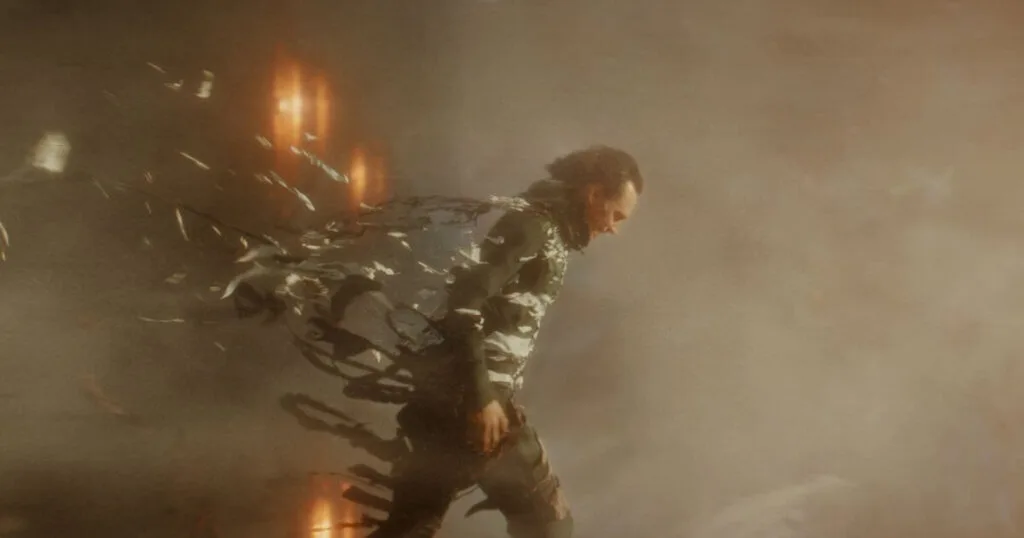 Tom Hiddleston as Loki in Marvel Studios' LOKI, Season 2, as he transforms while trying to save the TVA and his friends.