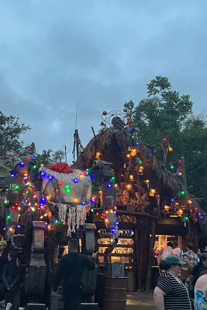 Photo of Pongu Pongu with Christmas lights and decor at Pandora - World of Avatar.