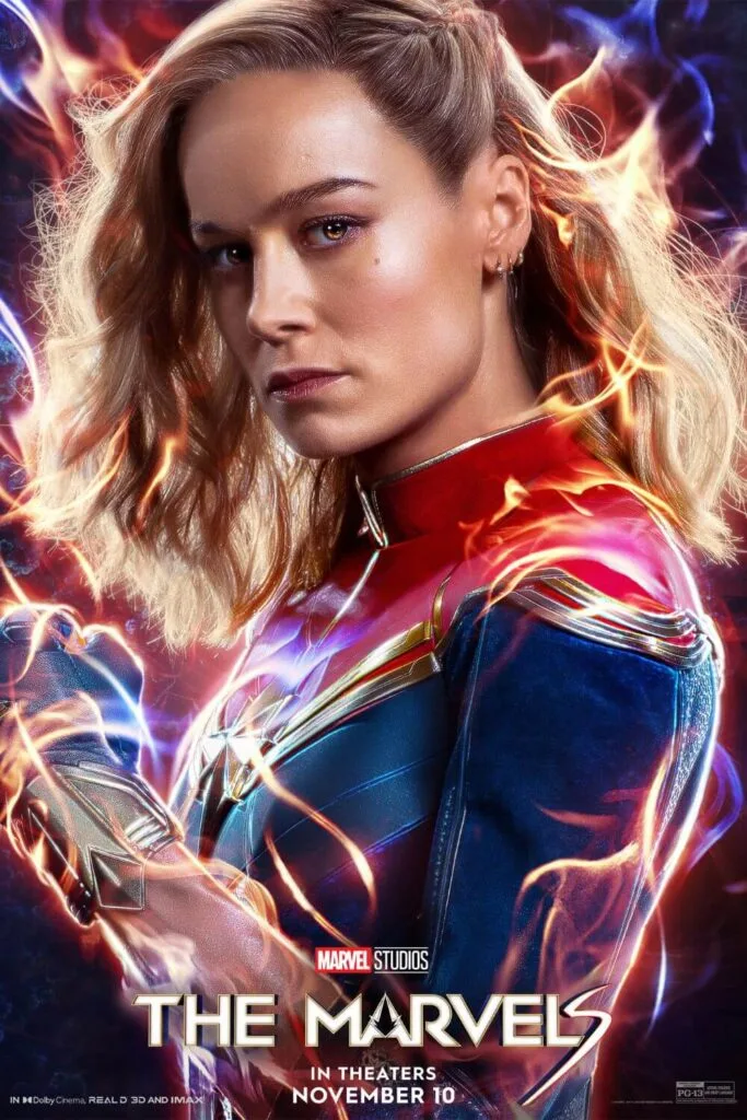 Promotional poster for The Marvels featuring Carol Danvers, aka Captain Marvel.