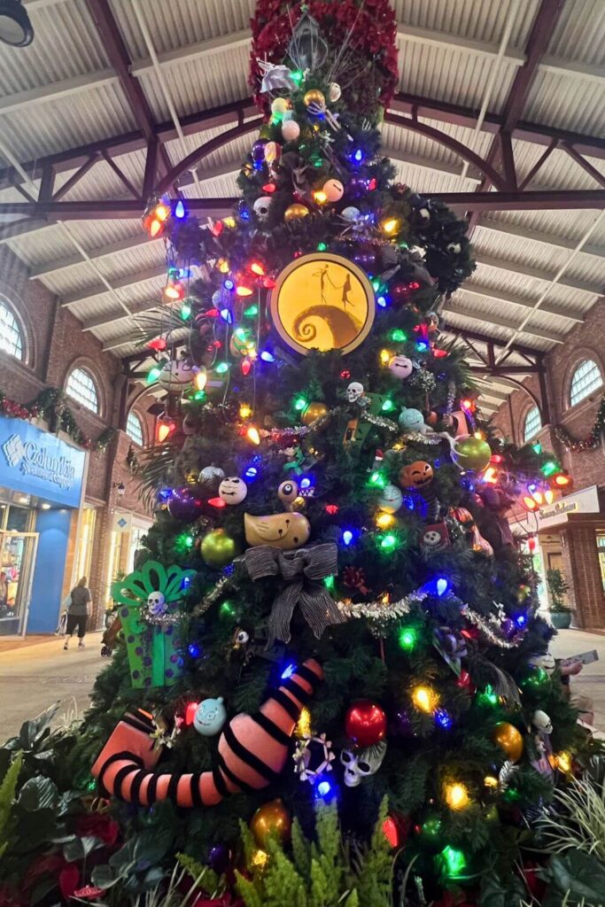 Photo of the Nightmare Before Christmas tree in Disney Springs.