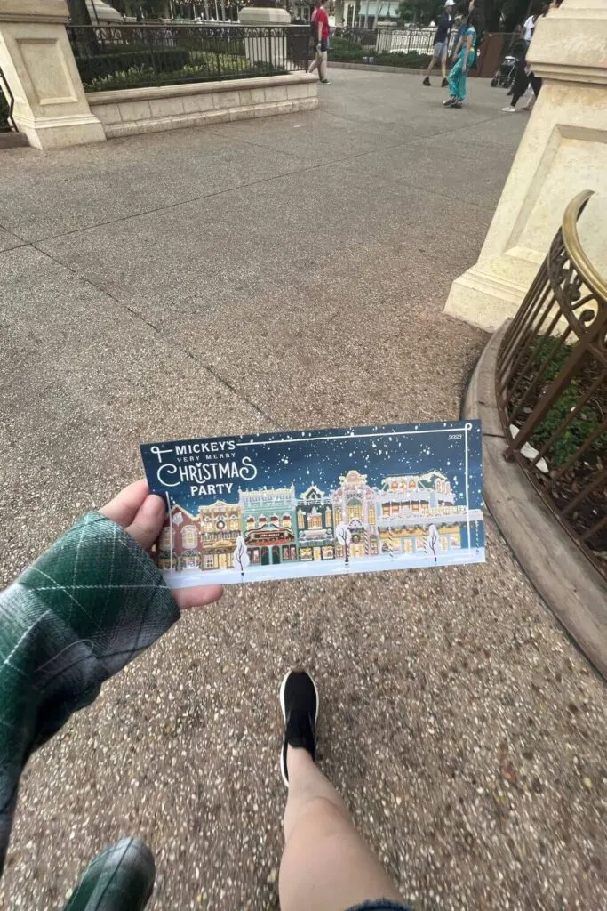 Photo of the official map and guide for Mickey's Very Merry Christmas Party.