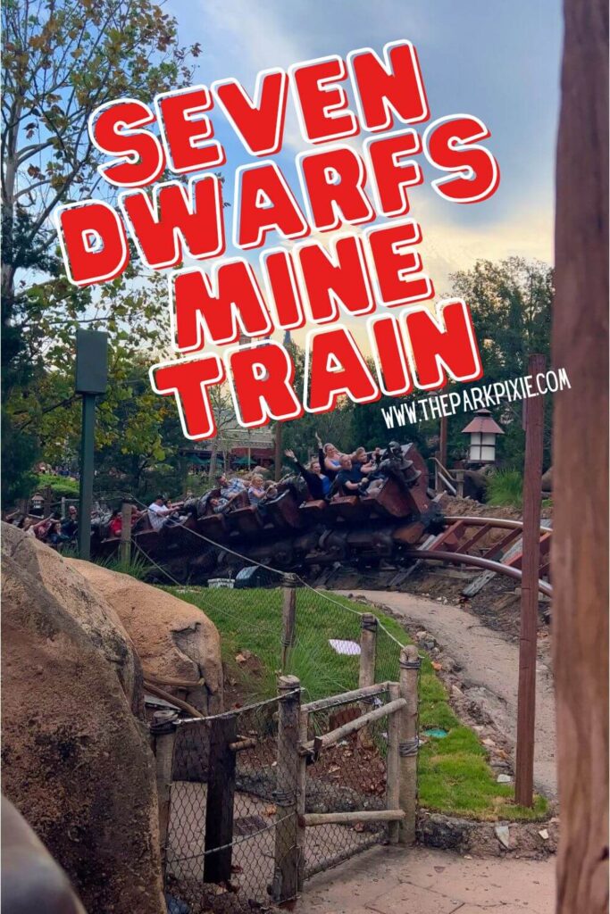 Photo of Seven Dwarfs Mine Train at Magic Kingdom rounding a corner.