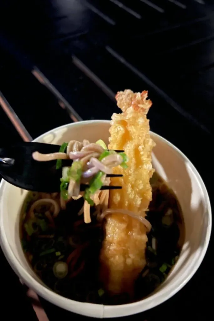 Photo of the New Year Celebration Noodles with tempura shrimp at Epcot.