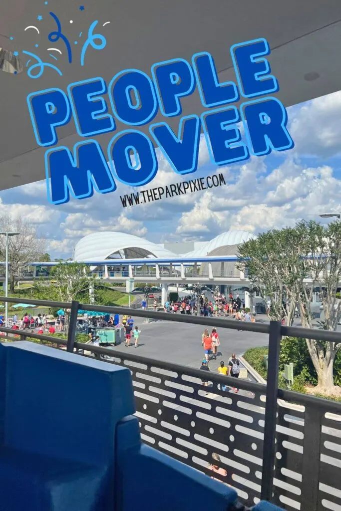 Photo from the Tomorrowland Transit Authority People Mover ride, looking out over Tomorrowland in Magic Kingdom toward TRON.