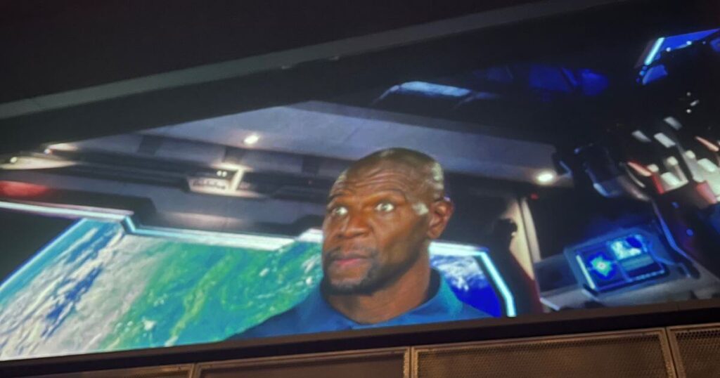 Photo of Terry Crews as Centurion Tal Marik in the Cosmic Rewind pre-show video.