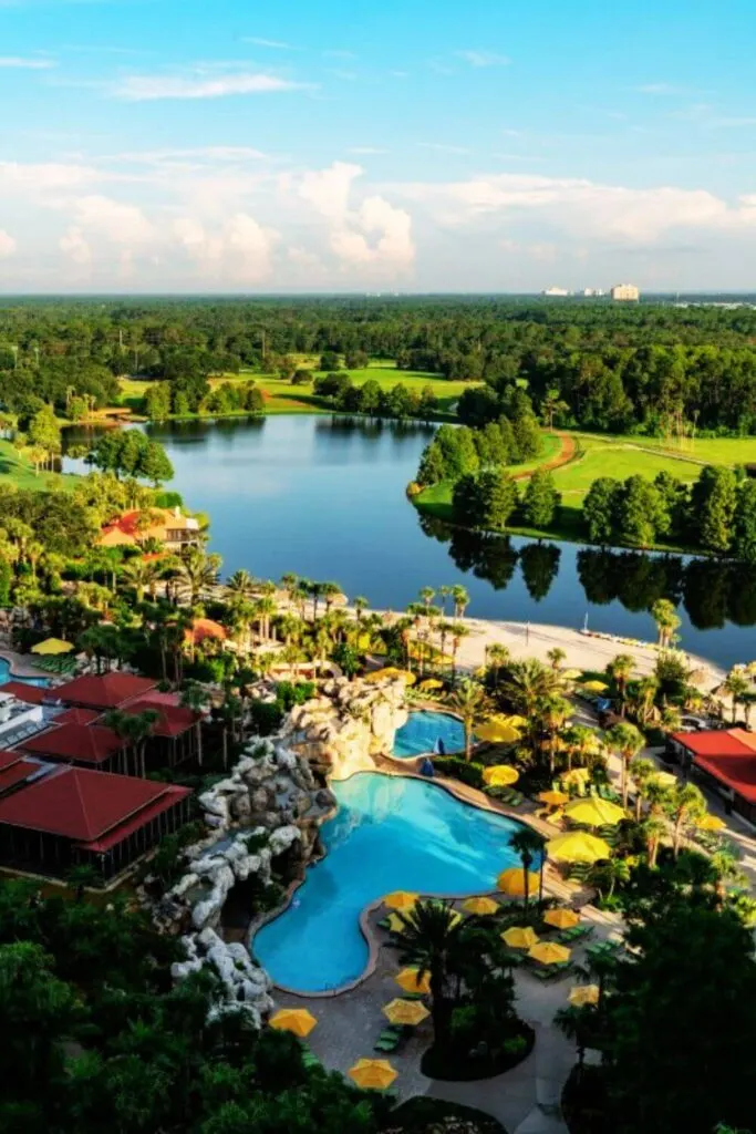 Aerial photo of the Hyatt Regency Grand Cypress Resort near Disney World.