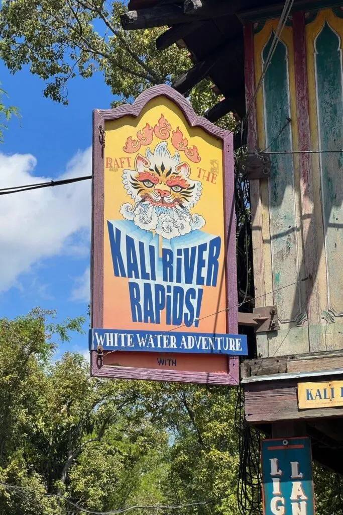 Photo of a sign for Kali River Rapids White Water Adventure at Disney's Animal Kingdom.