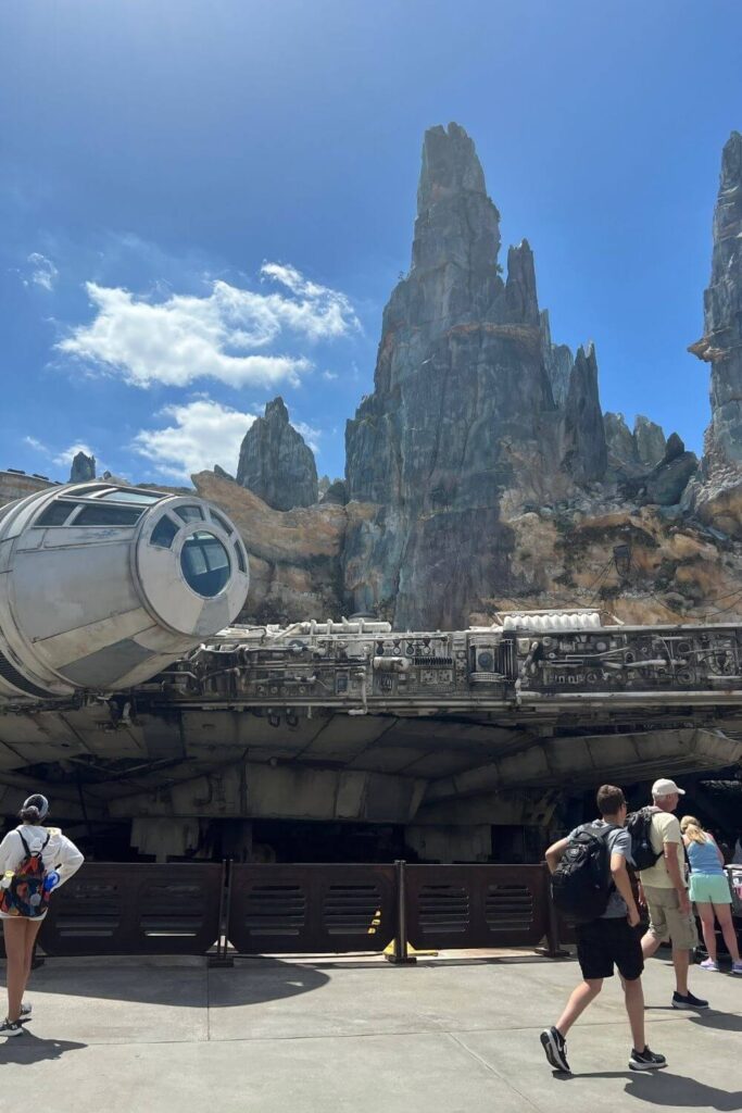 Photo of the Millennium Falcon spaceship in Star Wars: Galaxy's Edge.