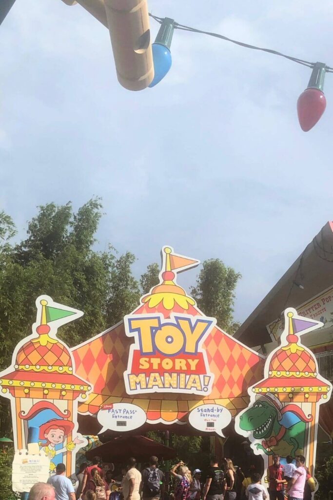 Photo of the entrance for Toy Story Mania! in Toy Story Land at Hollywood Studios.