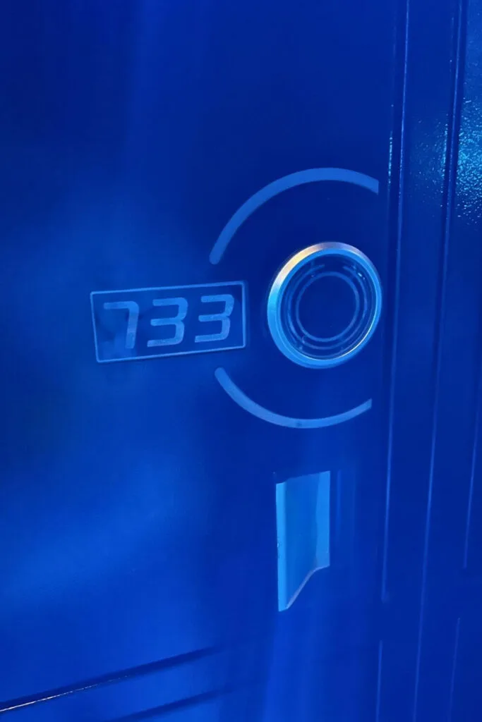 Closeup of Locker #733 for the TRON roller coaster at Magic Kingdom.