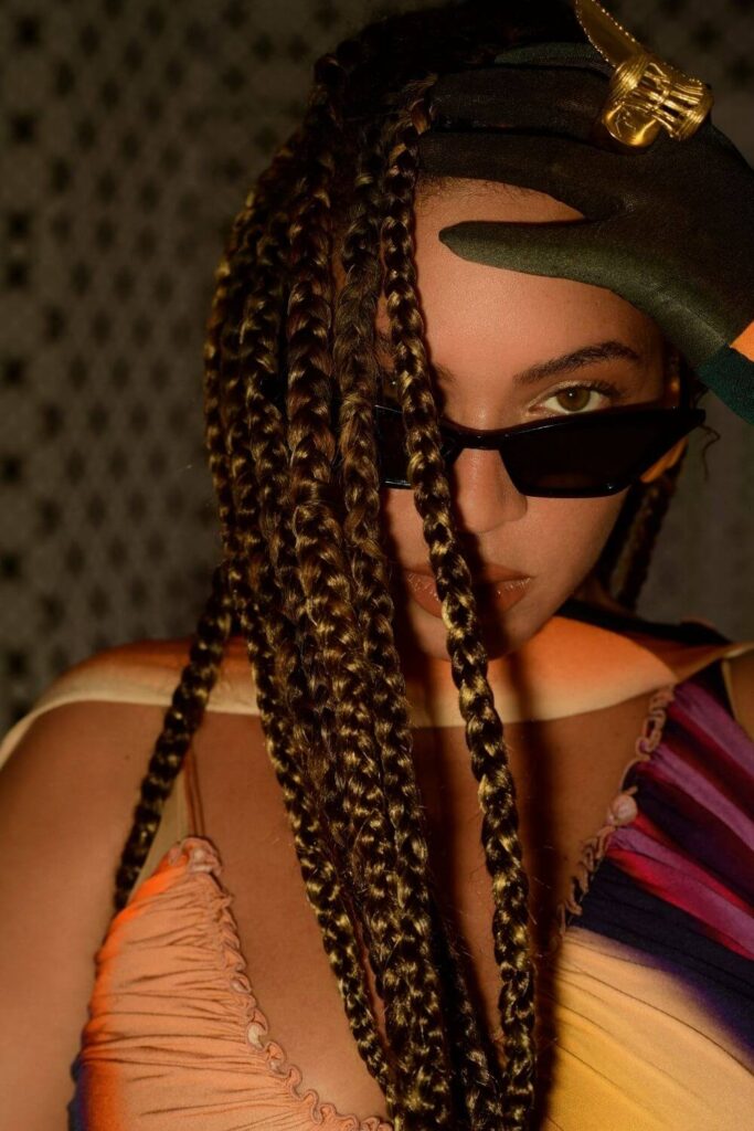 Promotional still of Beyonce from her visual album film on Disney+, Black is King.