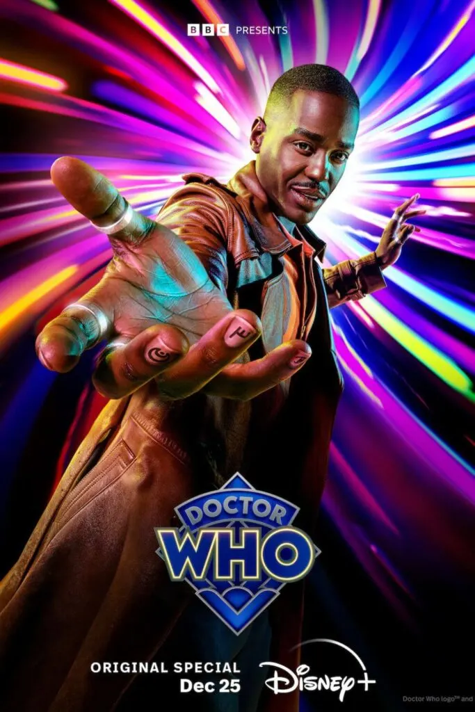 Promotional poster for Doctor Who: Special 4 - The Church on Ruby Road, featuring Ncuti Gatwa as The Doctor.