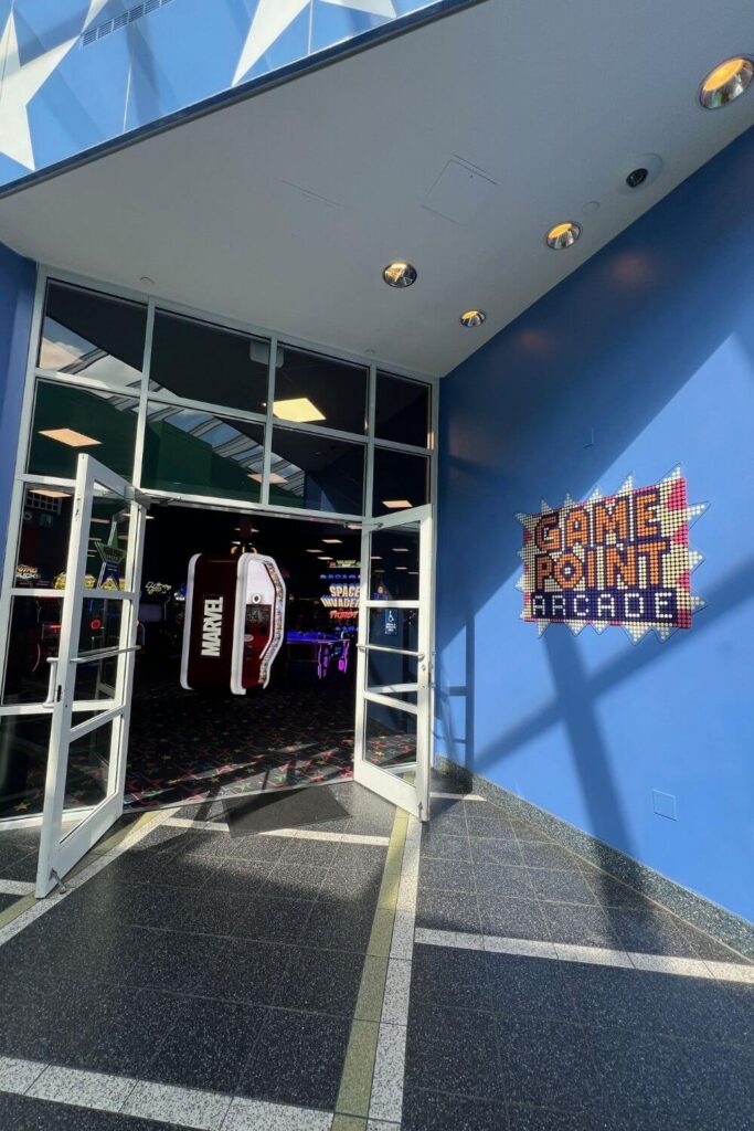 Photo of the entrance to the Game Point Arcade at Disney World.