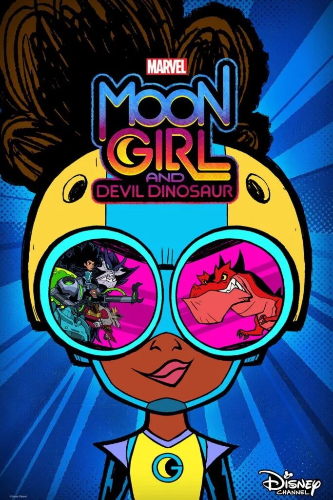 Promotional poster for the Marvel animated series, Moon Girl and Devil Dinosaur.