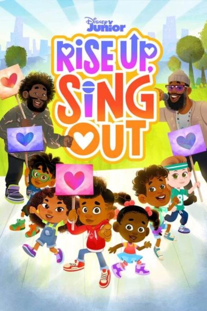 Promotional poster for the Disney Junior animated show, Rise Up, Sing Out.