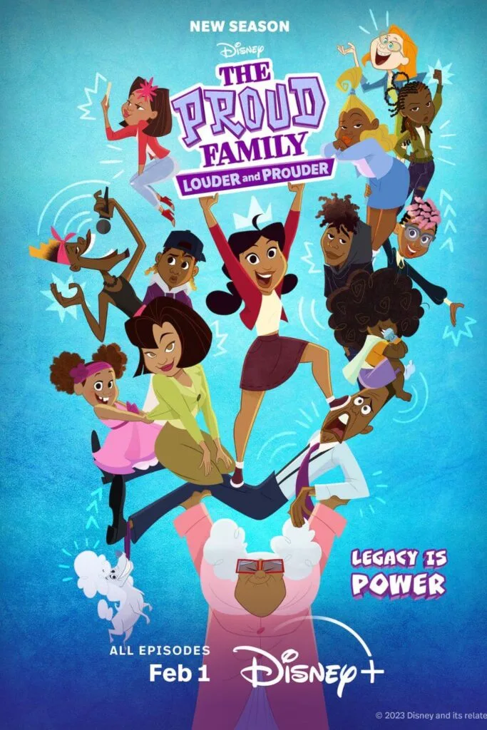 Promotional poster for season 2 of the animated Disney+ series, The Proud Family: Louder and Prouder.
