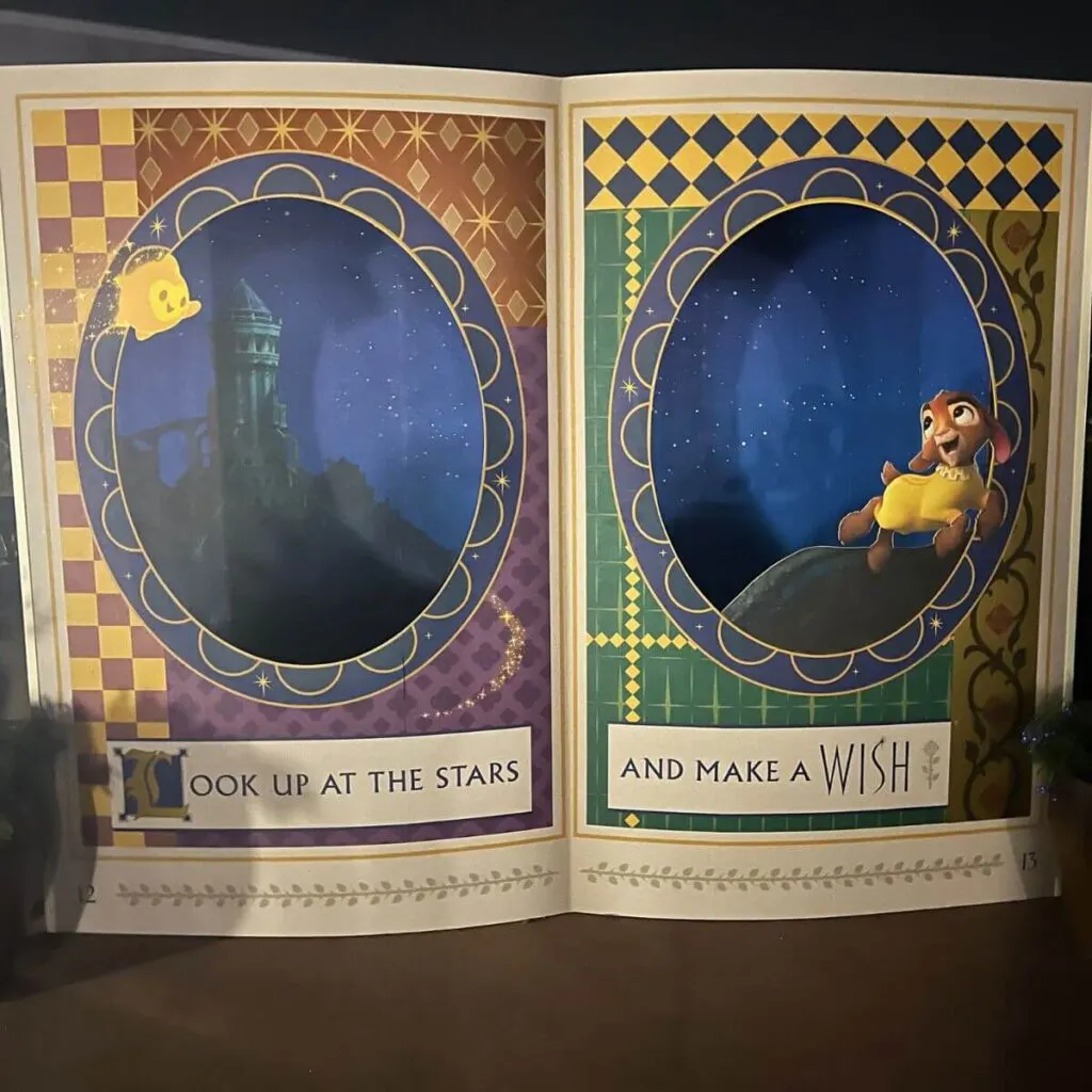 Photo of a life-sized Wish-themed fairytale book photo op at Epcot.