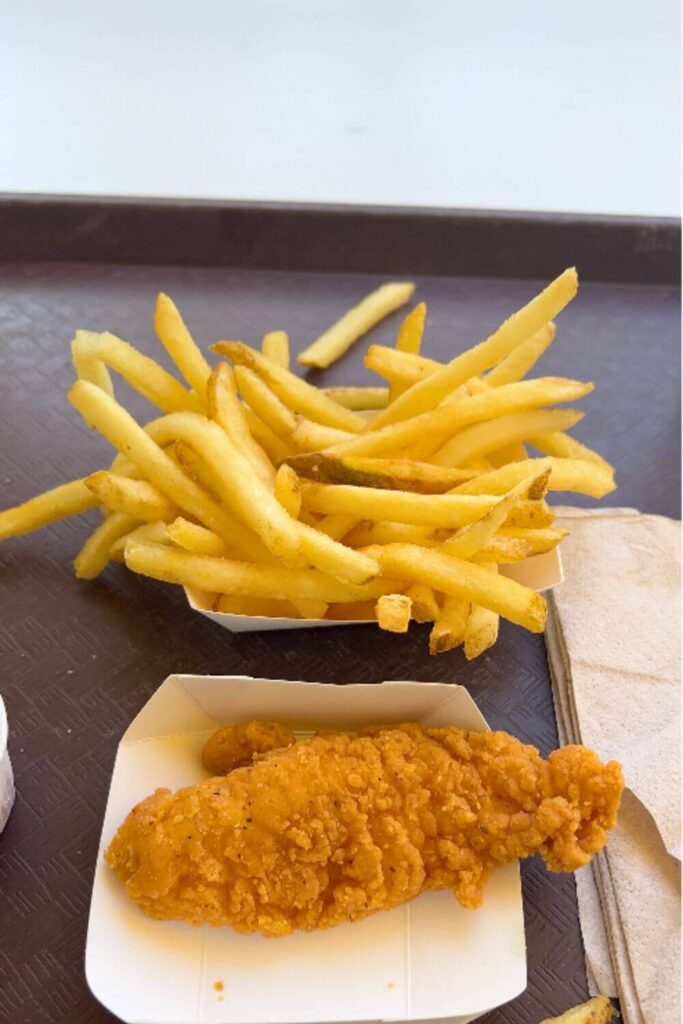Photo of a basket of chicken tenders and french fries from Magic Kingdom.