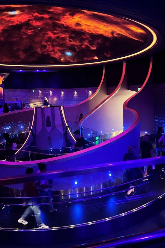 Photo of the lightning lane queue for Cosmic Rewind at Epcot.