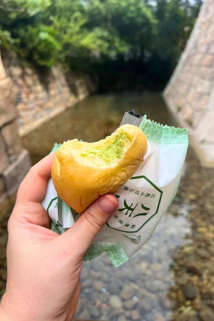 Photo of a Hattendo matcha cream bun from Mitsukoshi at Epcot's Japan pavilion.