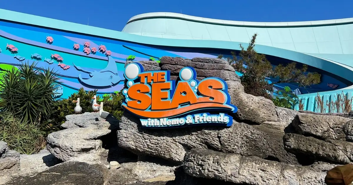 Horizontal photo of the entrance to The Seas with Nemo & Friends.