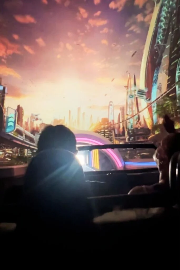 Photo of the new room on Epcot's Test Track showing the future off cars before you exit onto the track.