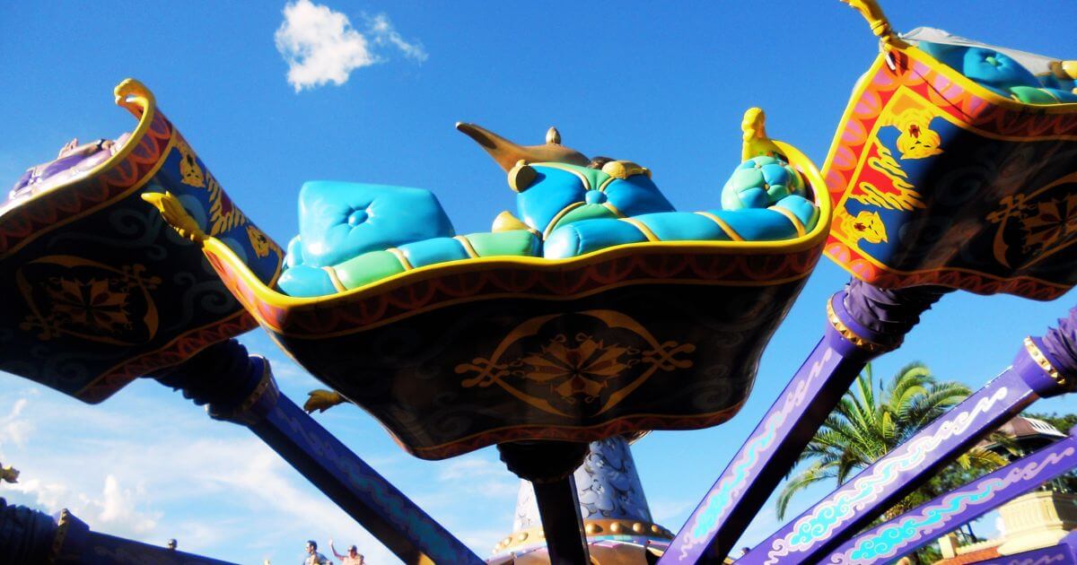 Photo from underneath Aladdin's Magic Carpet ride at Magic Kingdom.