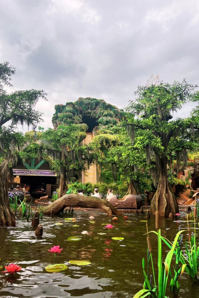 Photo of Tiana's Bayou Adventure at Magic Kingdom on a gray day.